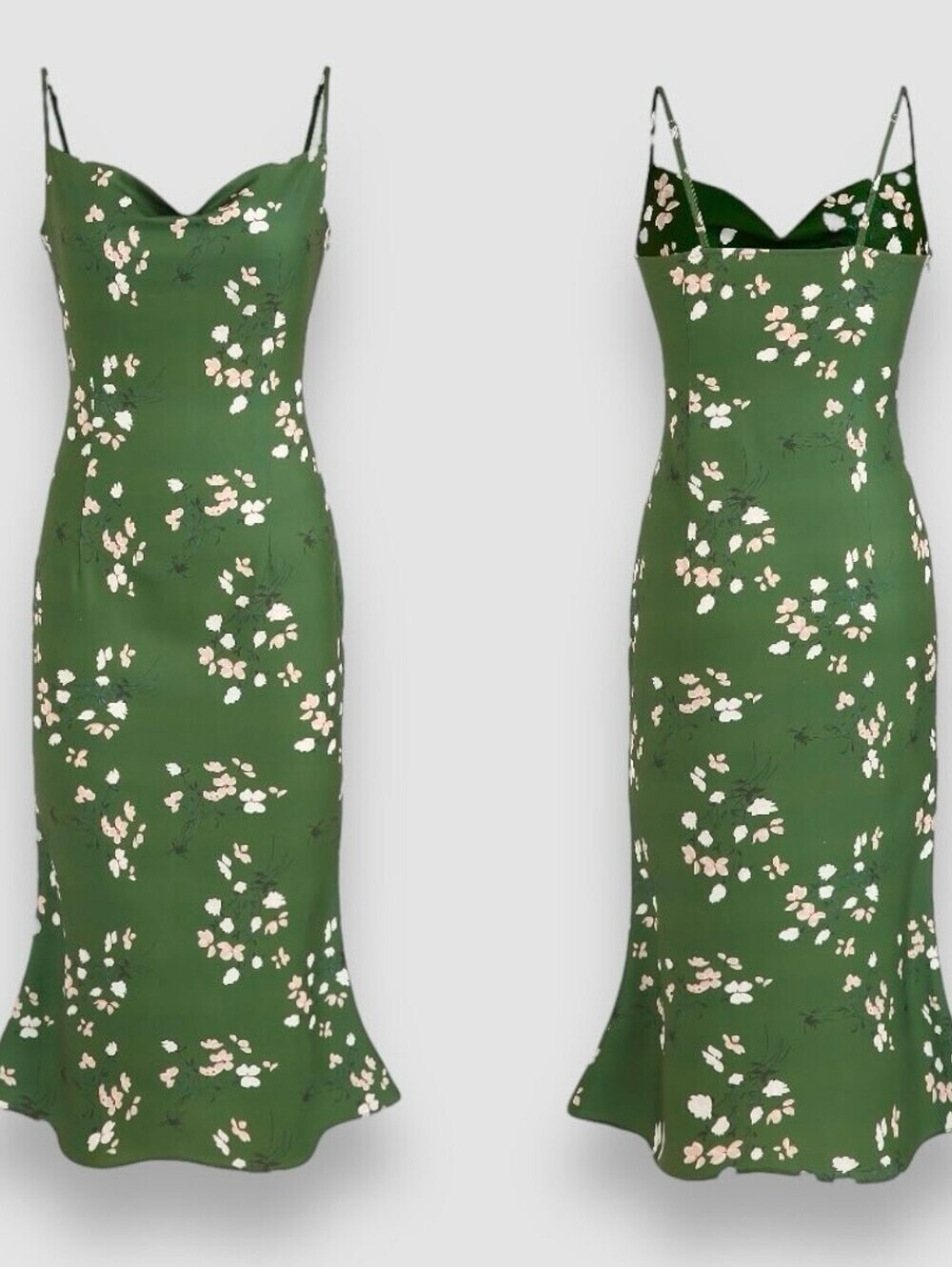 Cider Green Floral Slip Midi Dress with spaghetti straps. - Picture 1 of 6